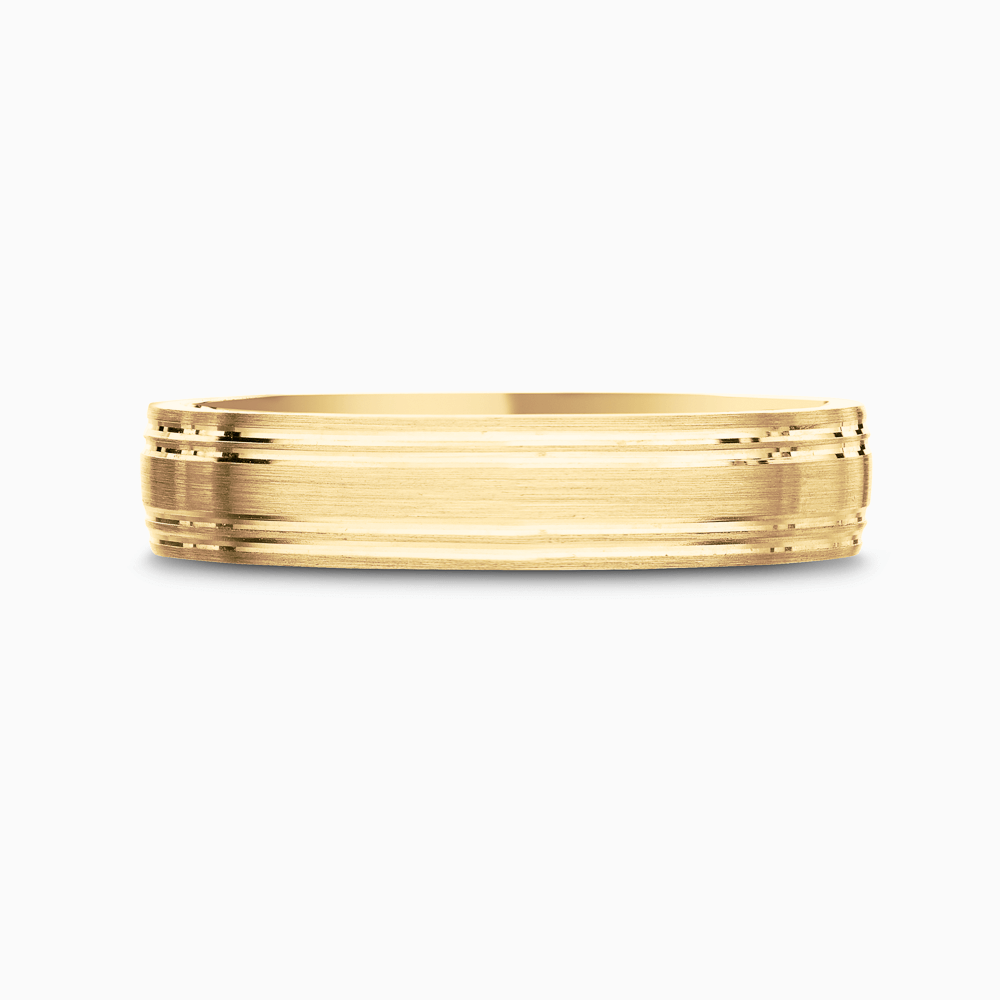The Ecksand Grooved Wedding Ring shown with Band: 5mm in 18k Yellow Gold