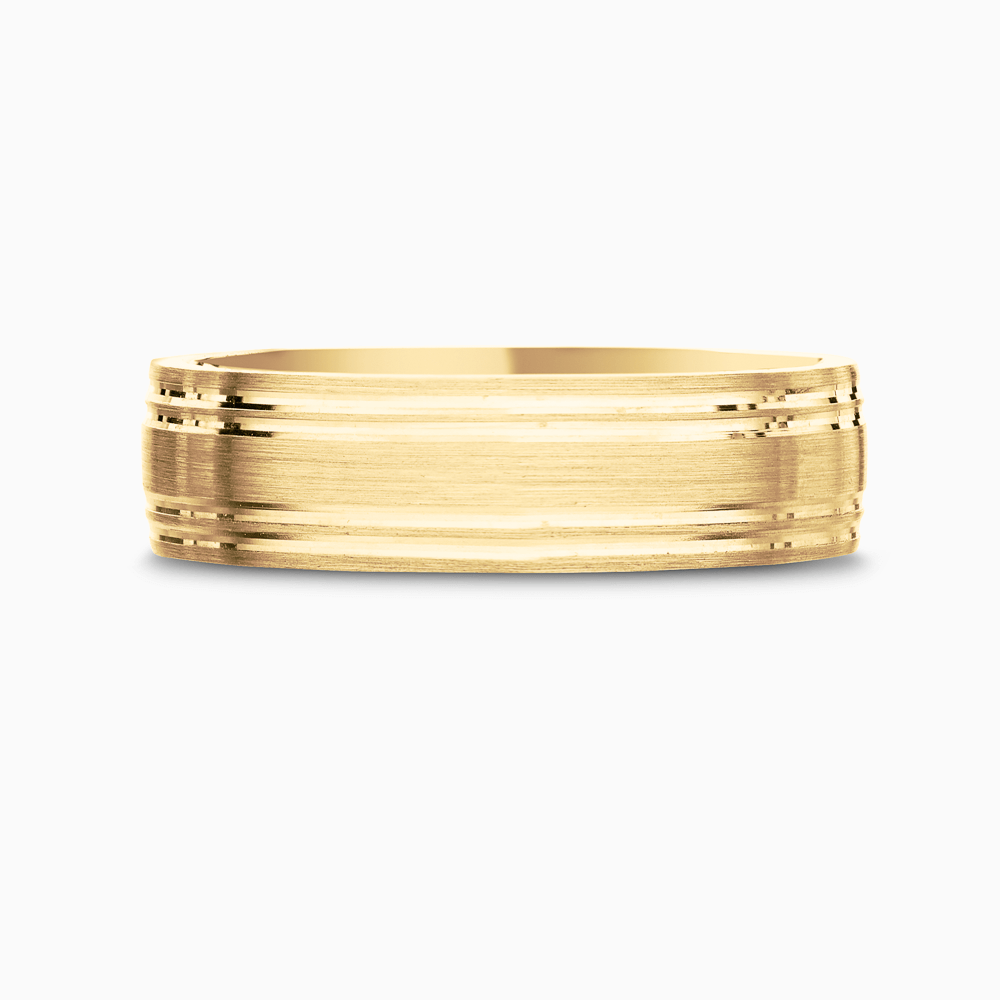 The Ecksand Grooved Wedding Ring shown with Band: 6mm in 18k Yellow Gold