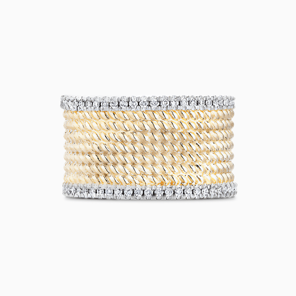 The Ecksand Two-Tone Diamond Pavé Cuff Ring shown with Lab-grown VS2+/ F+ in 14k Yellow Gold