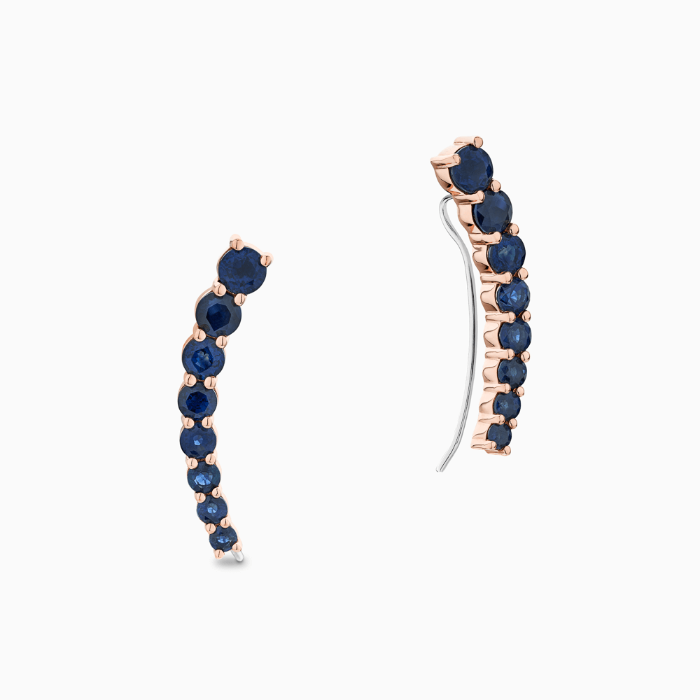 The Ecksand Cascading Blue Sapphire Crawler Earrings shown with  in 14k Rose Gold