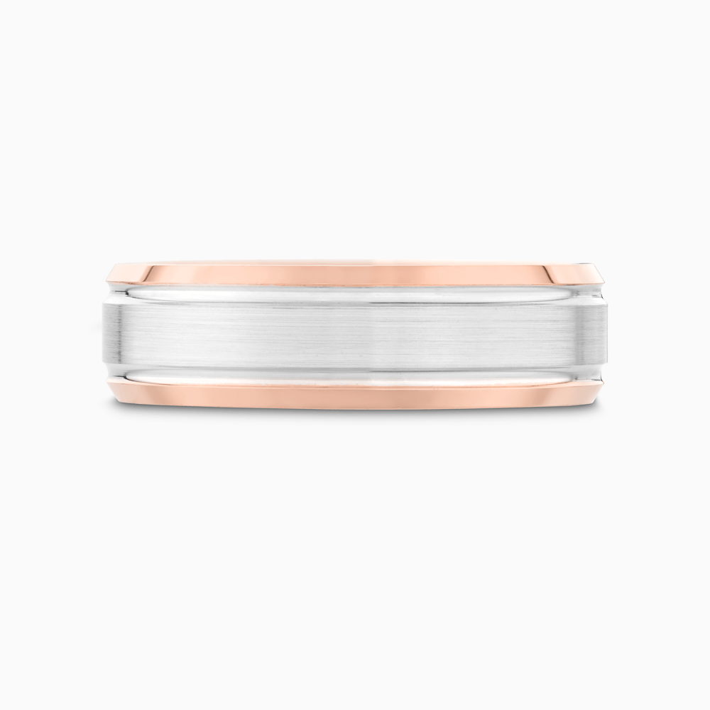 The Ecksand Grooved Beveled Wedding Ring shown with Band: 6mm in 18k White and Rose Gold