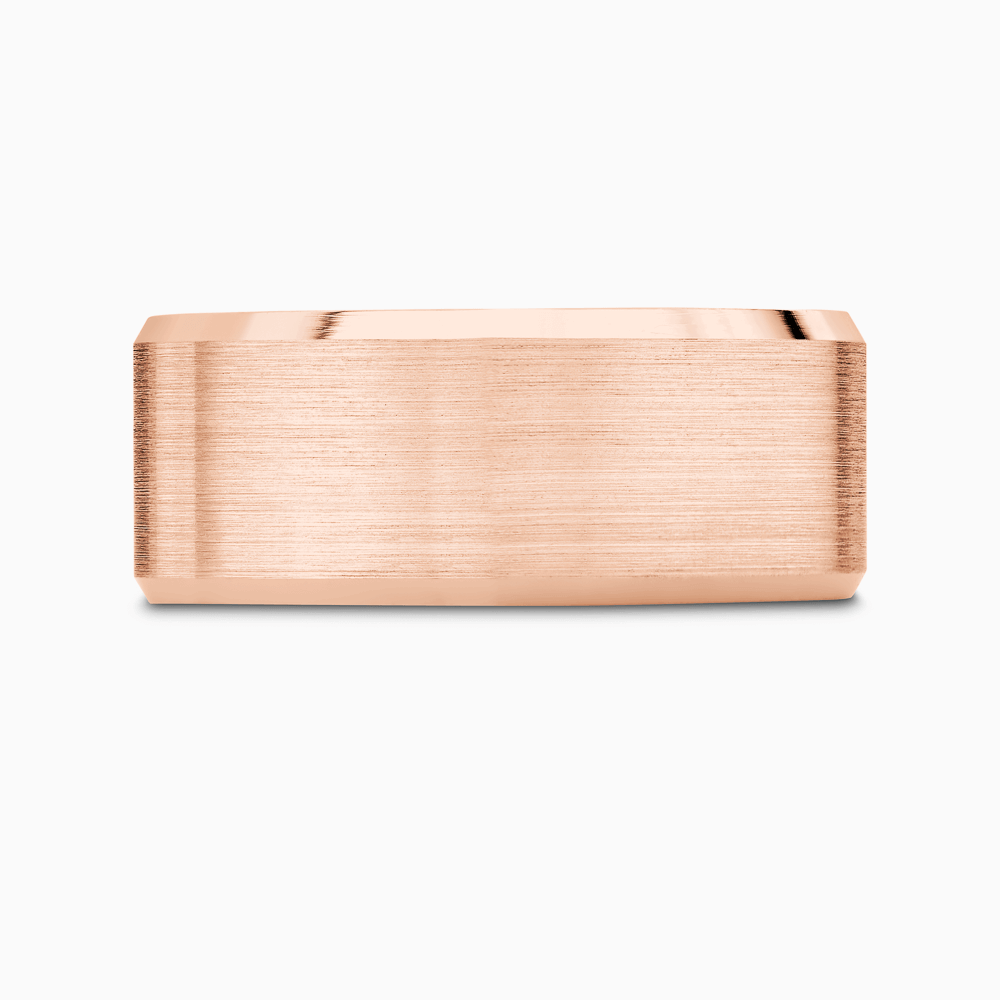 The Ecksand Thick Brushed Beveled Wedding Ring shown with Band: 8mm in 14k Rose Gold