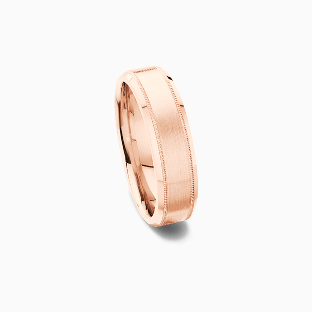 The Ecksand Beveled Milgrain Wedding Band shown with Band: 5mm in 14k Rose Gold