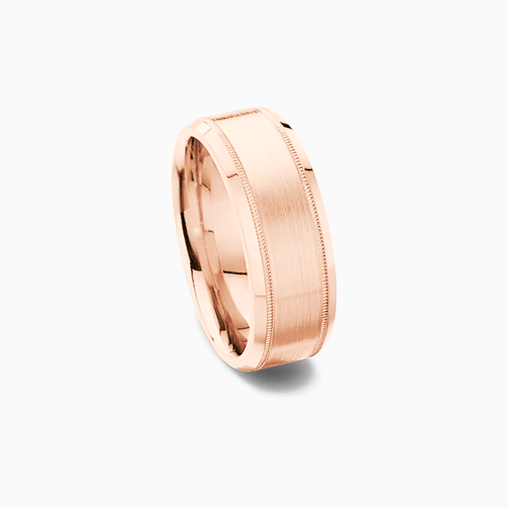 The Ecksand Beveled Milgrain Wedding Band shown with Band: 6mm in 14k Rose Gold
