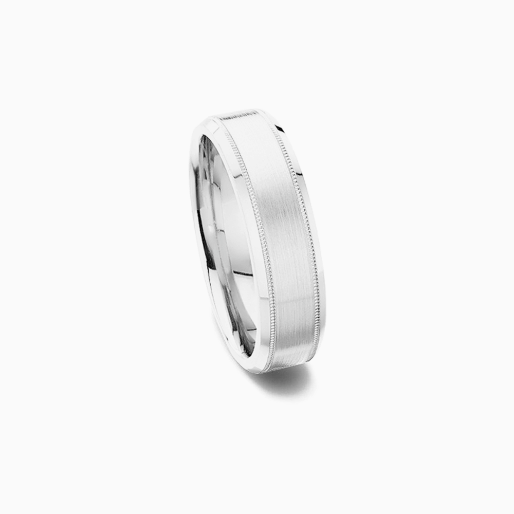 The Ecksand Beveled Milgrain Wedding Band shown with Band: 5mm in 18k White Gold