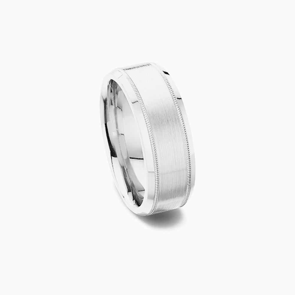 The Ecksand Beveled Milgrain Wedding Band shown with Band: 6mm in 18k White Gold