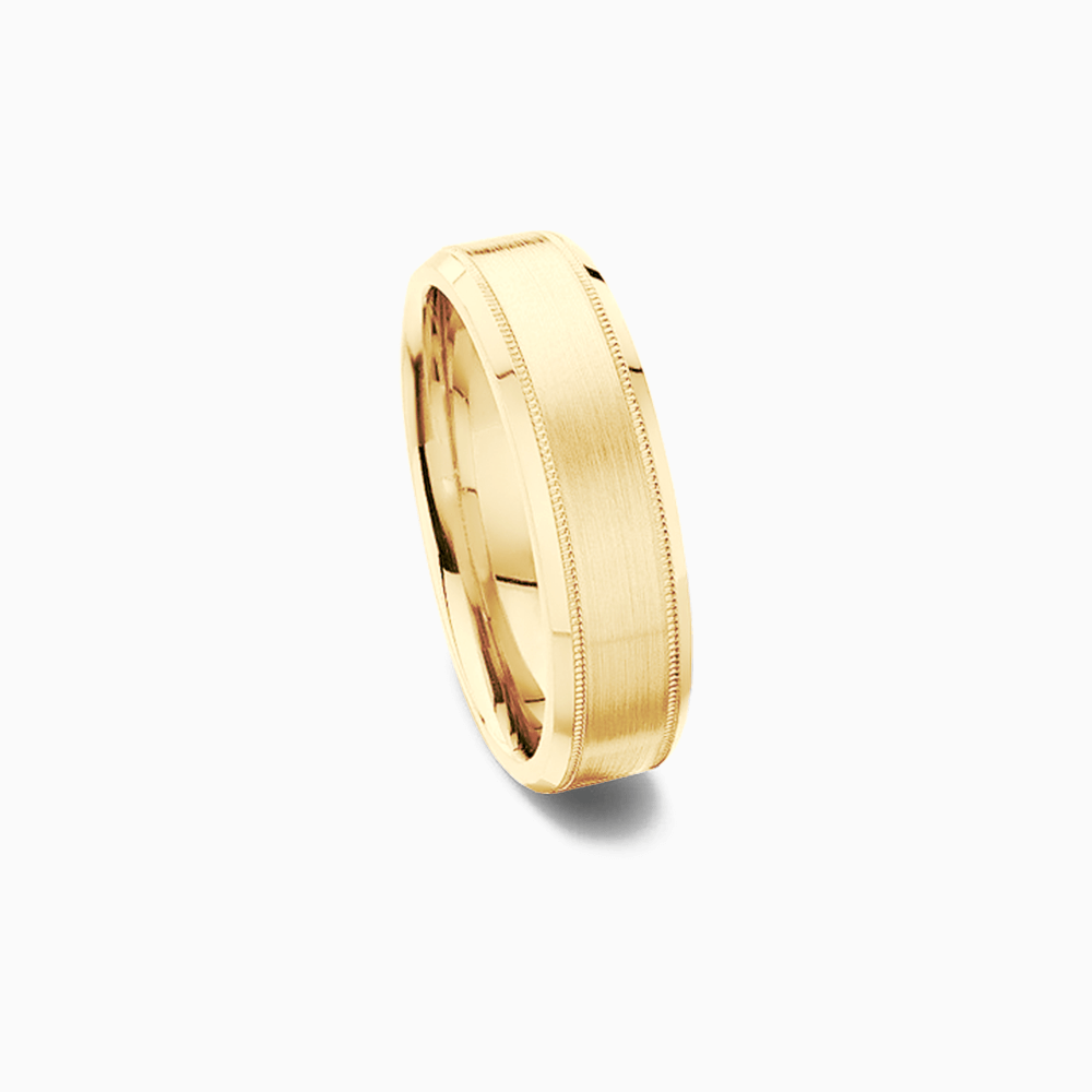 The Ecksand Beveled Milgrain Wedding Band shown with Band: 5mm in 18k Yellow Gold