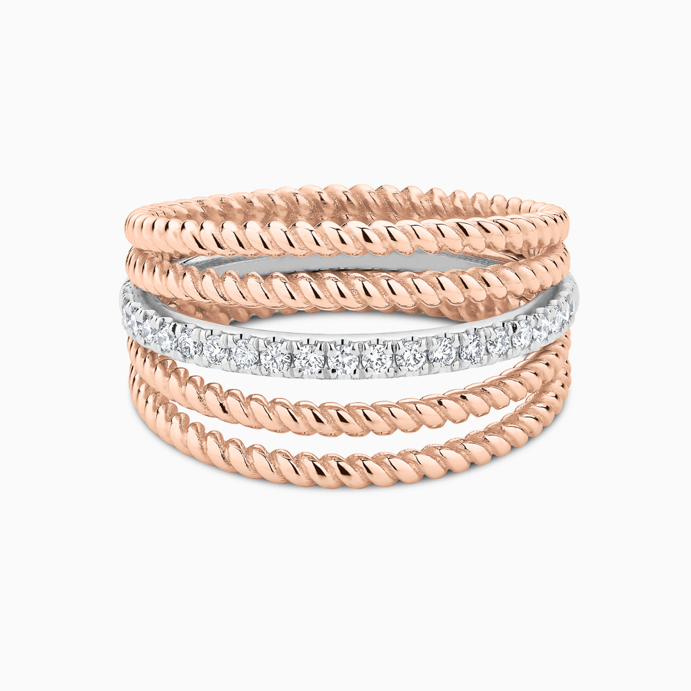 The Ecksand Diamond Pavé Fan Cuff Ring shown with Natural VS2+/ F+ in 14k Rose Gold