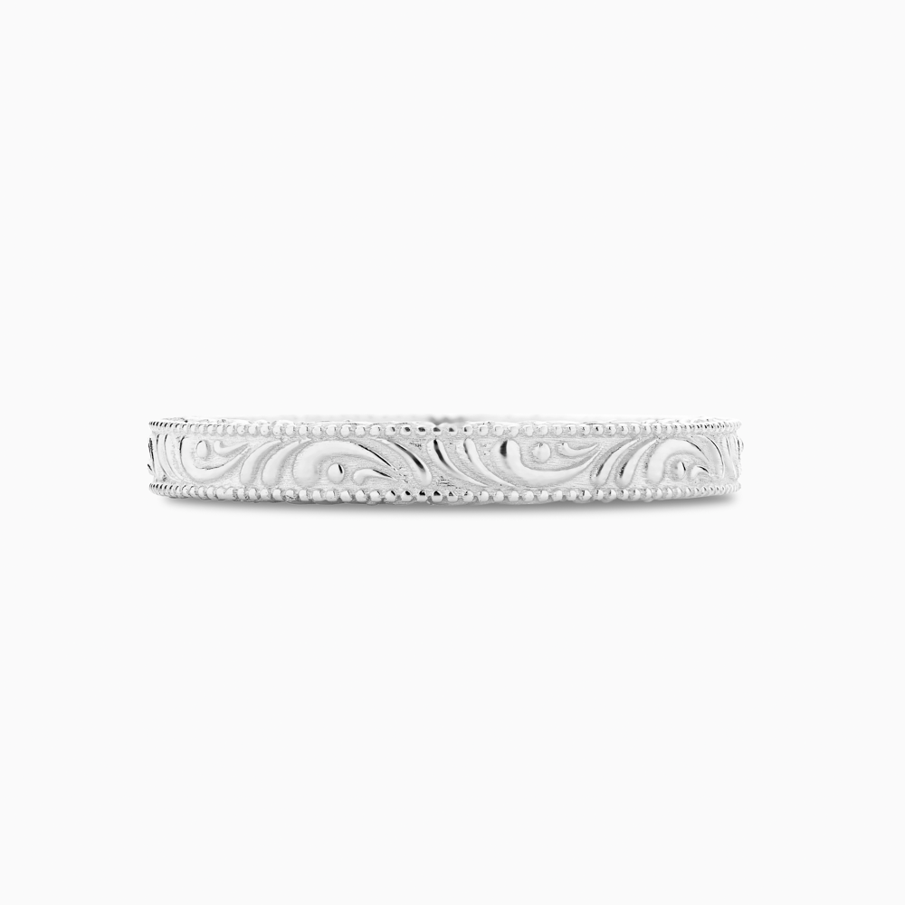 The Ecksand Vintage-Inspired Wedding Ring with Filigree Detailing shown with  in Platinum