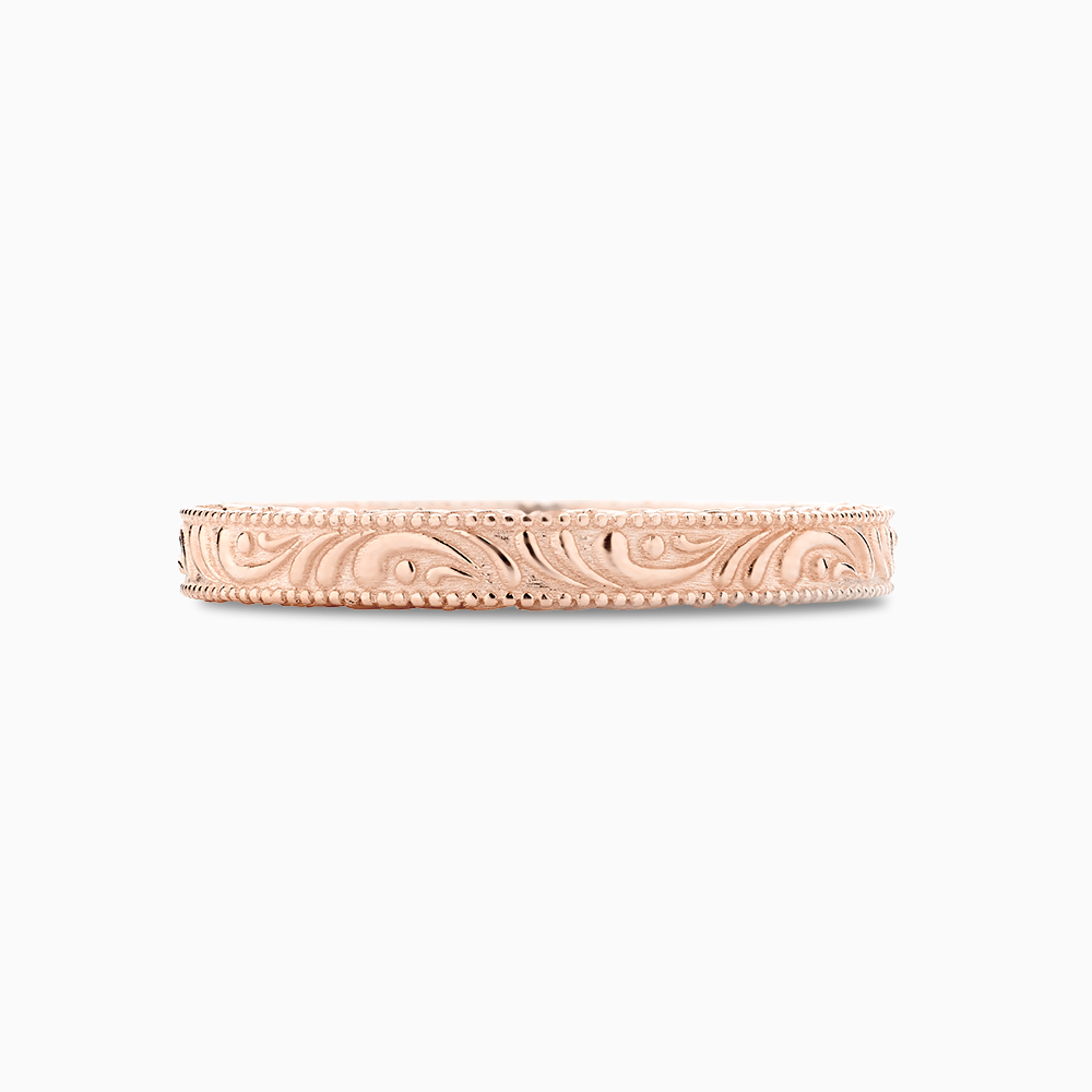 The Ecksand Vintage-Inspired Wedding Ring with Filigree Detailing shown with  in 14k Rose Gold
