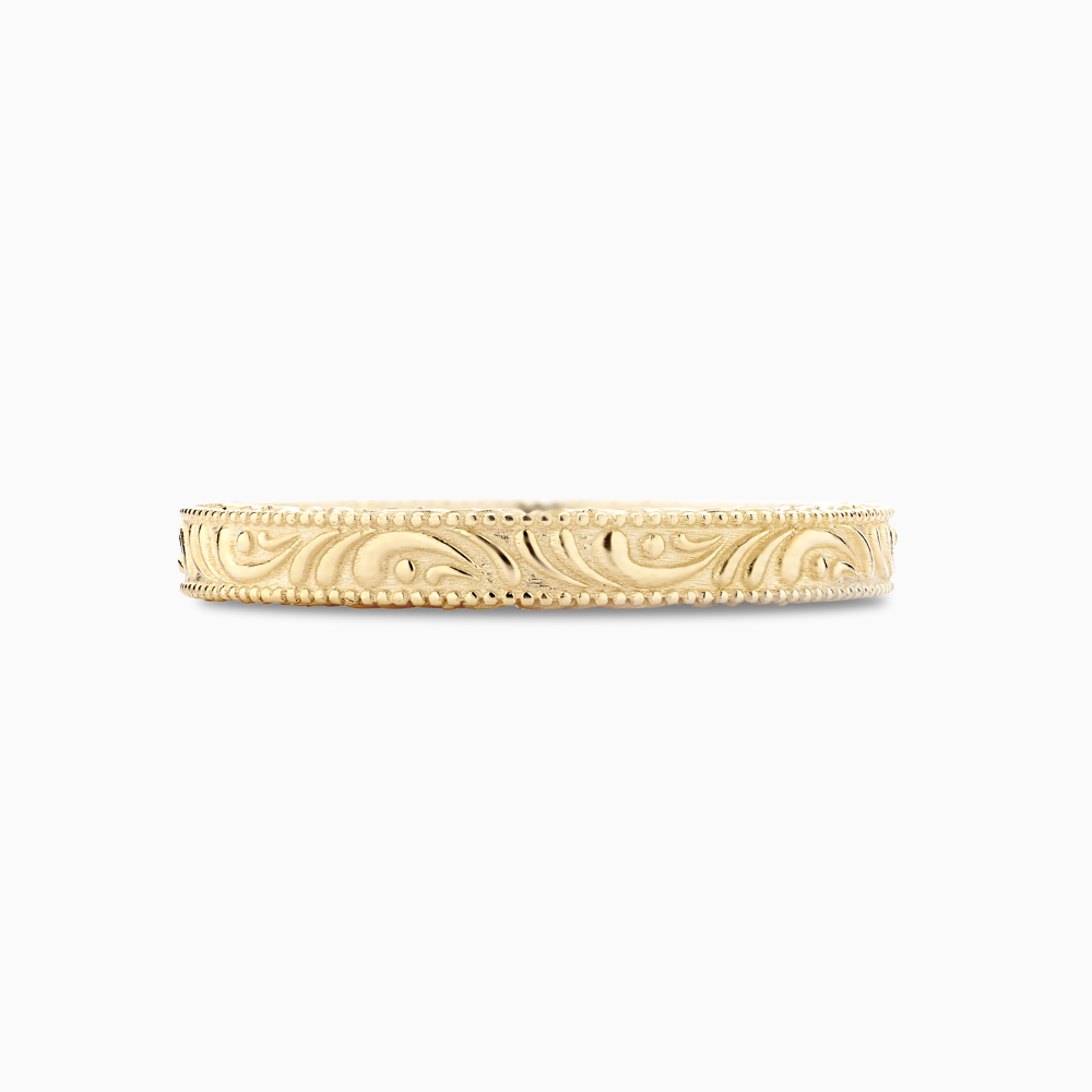 The Ecksand Vintage-Inspired Wedding Ring with Filigree Detailing shown with  in 18k Yellow Gold