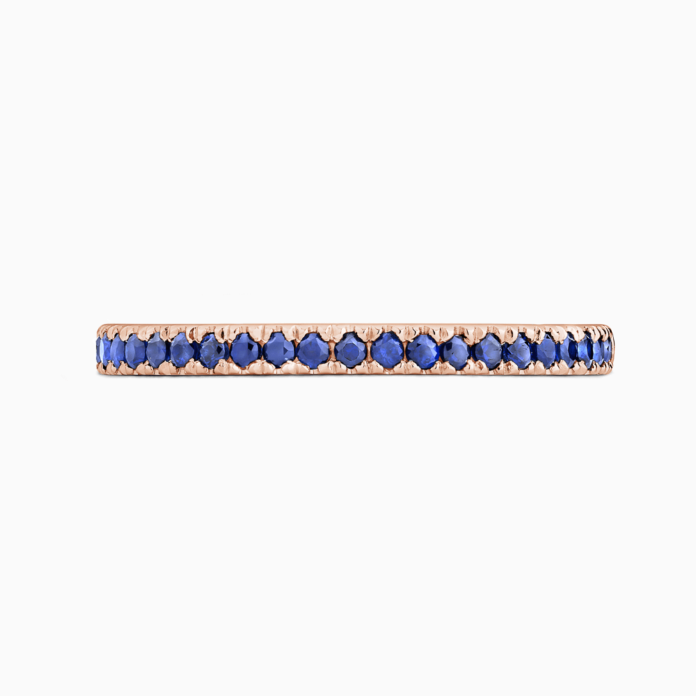 The Ecksand Timeless Blue Sapphire Pavé Wedding Ring shown with Stones: 1.3mm (0.50ctw) | Band: 1.8mm in 14k Rose Gold
