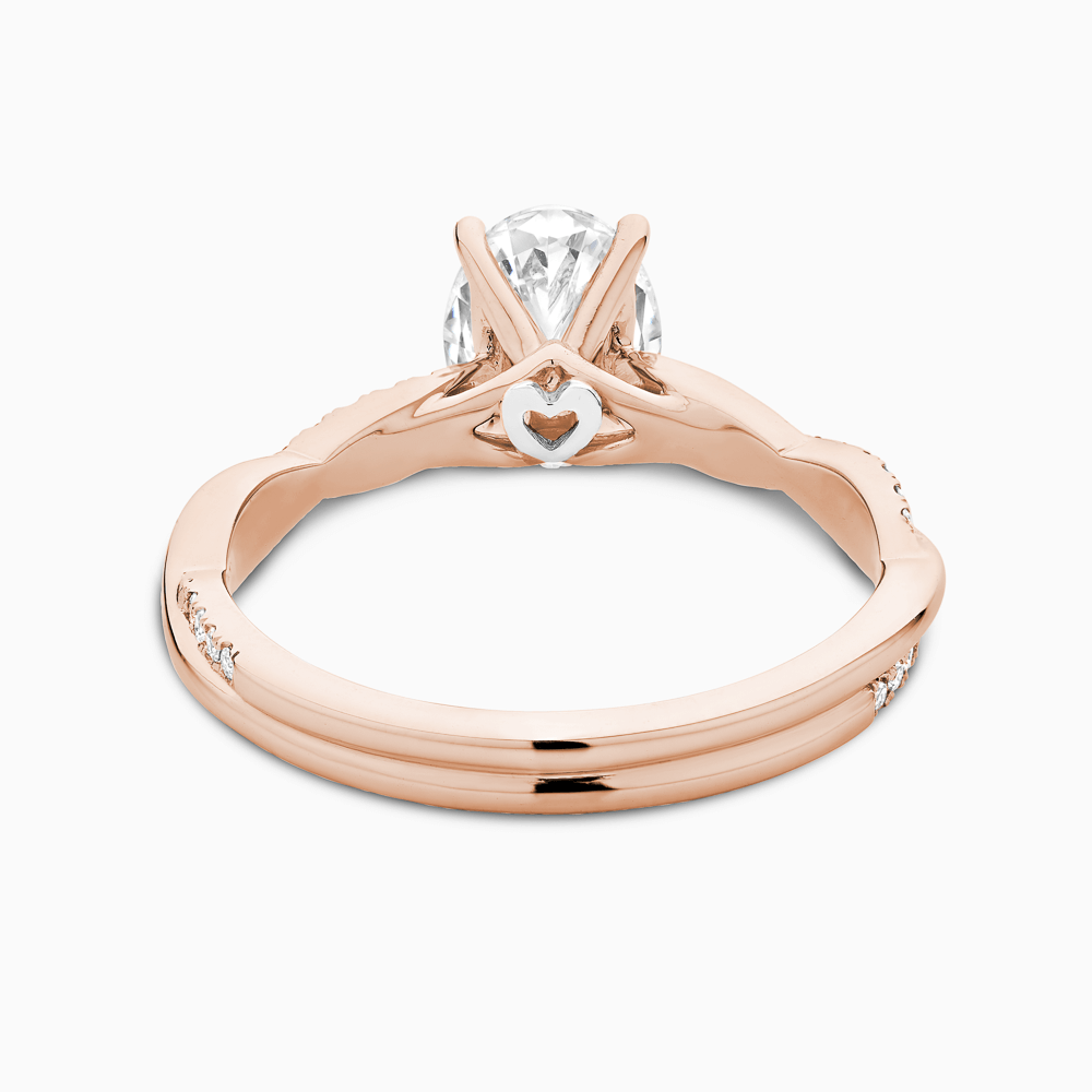 The Ecksand Iconic Diamond Engagement Ring with Secret Heart and Twisted Diamond Band shown with  in 