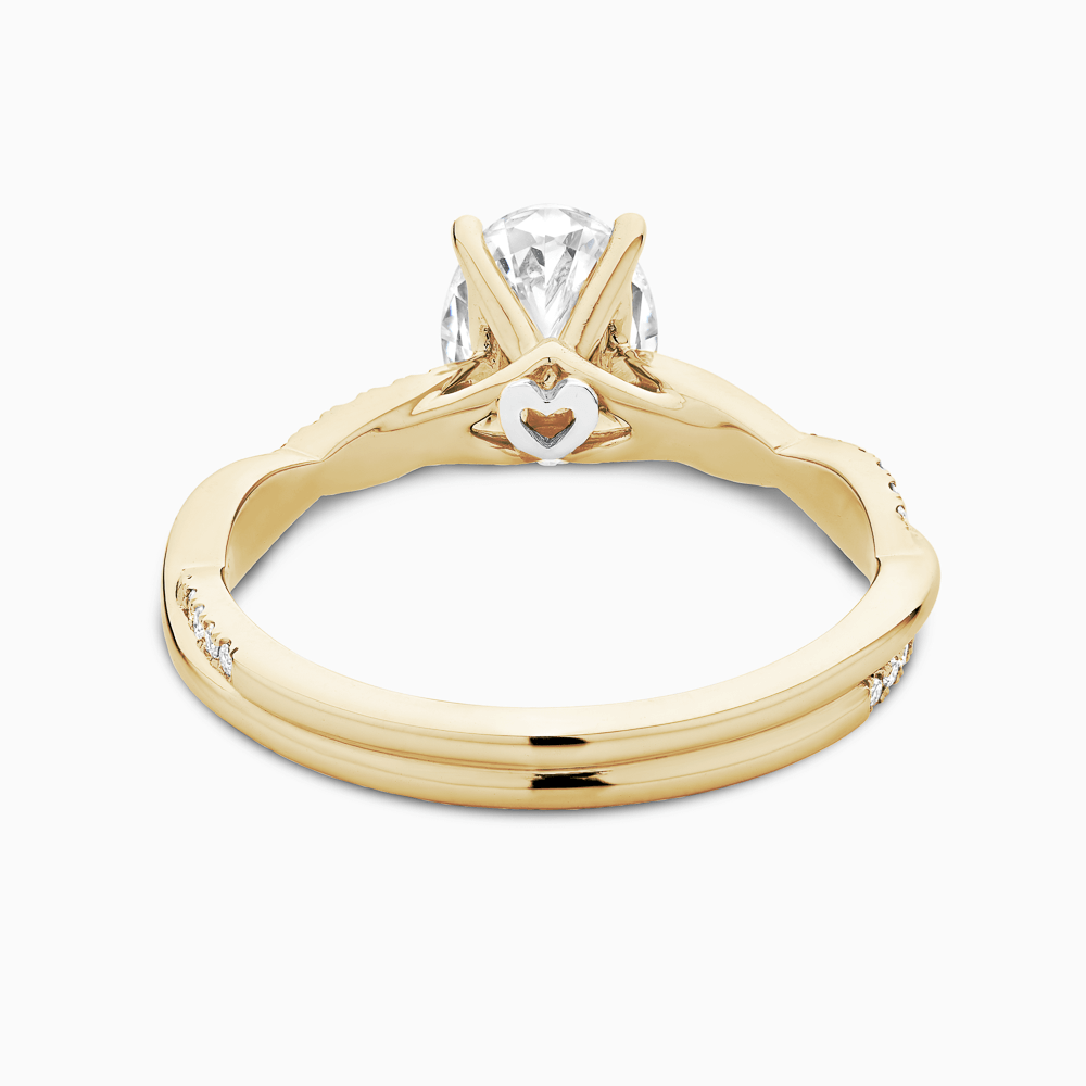The Ecksand Diamond Engagement Ring with Secret Heart and Twisted Diamond Band shown with  in 