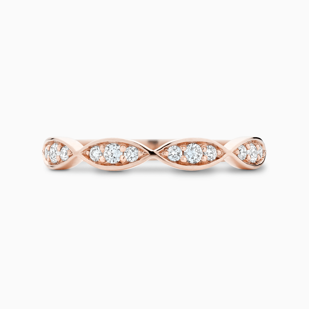The Ecksand Scalloped Diamond Wedding Ring shown with Natural VS2+/ F+ in 14k Rose Gold
