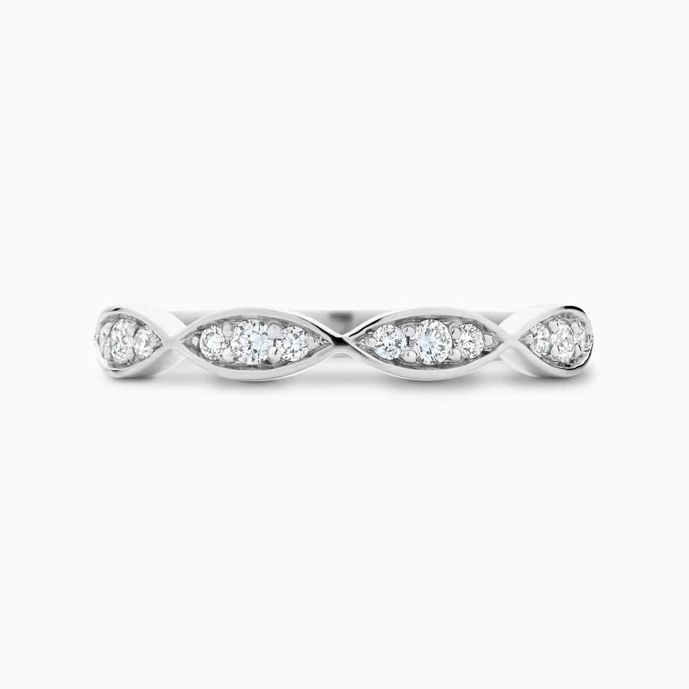 The Ecksand Scalloped Diamond Wedding Ring shown with Natural VS2+/ F+ in 18k White Gold