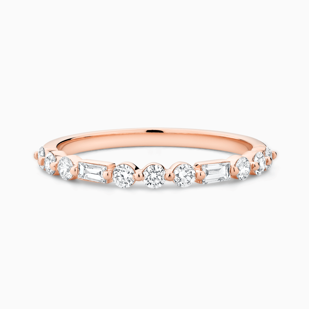 The Ecksand Round and Baguette Diamond Wedding Ring shown with Natural VS2+/ F+ in 14k Rose Gold