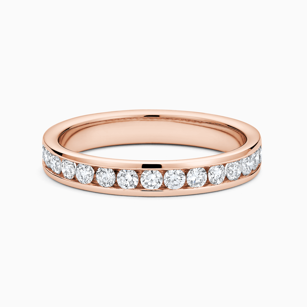 The Ecksand Channel-Set Diamond Wedding Ring shown with Natural VS2+/ F+ in 14k Rose Gold