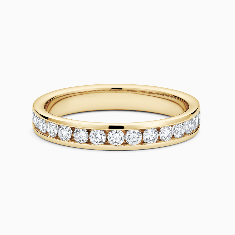 The Ecksand Channel-Set Diamond Wedding Ring shown with Natural VS2+/ F+ in 18k Yellow Gold