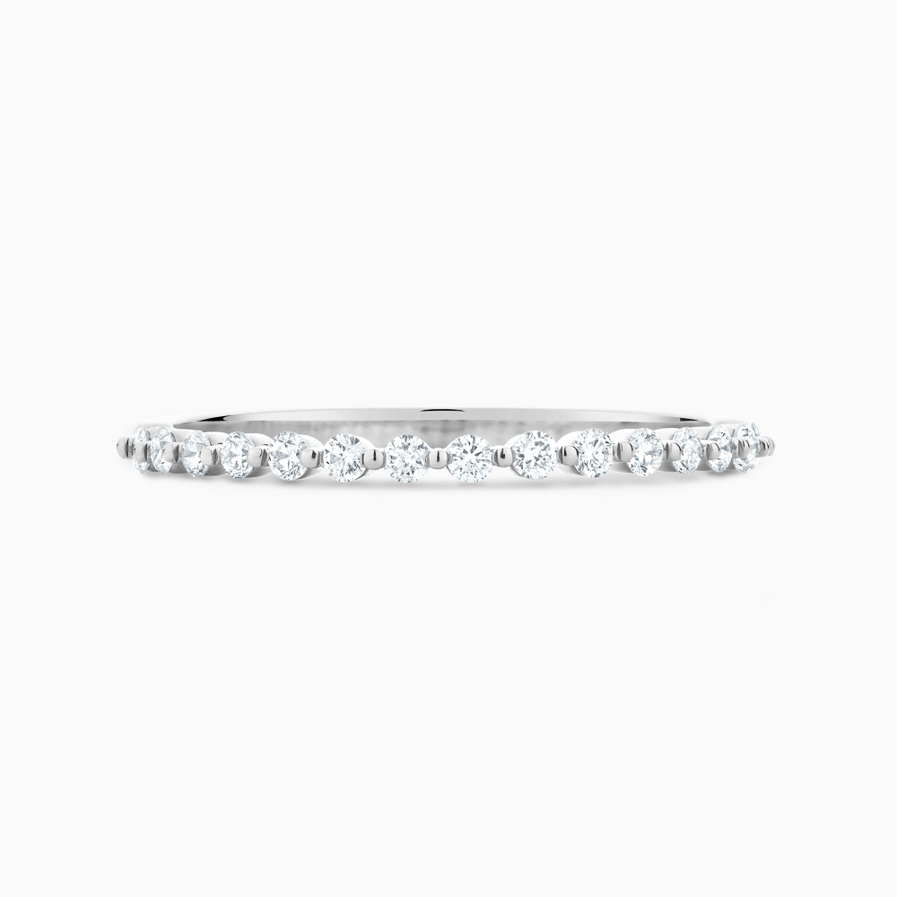 The Ecksand Shared-Prongs Diamond Pavé Ring shown with Stones: 1.5mm (0.20+ ctw) | Band: 1.6-1.7mm in Platinum