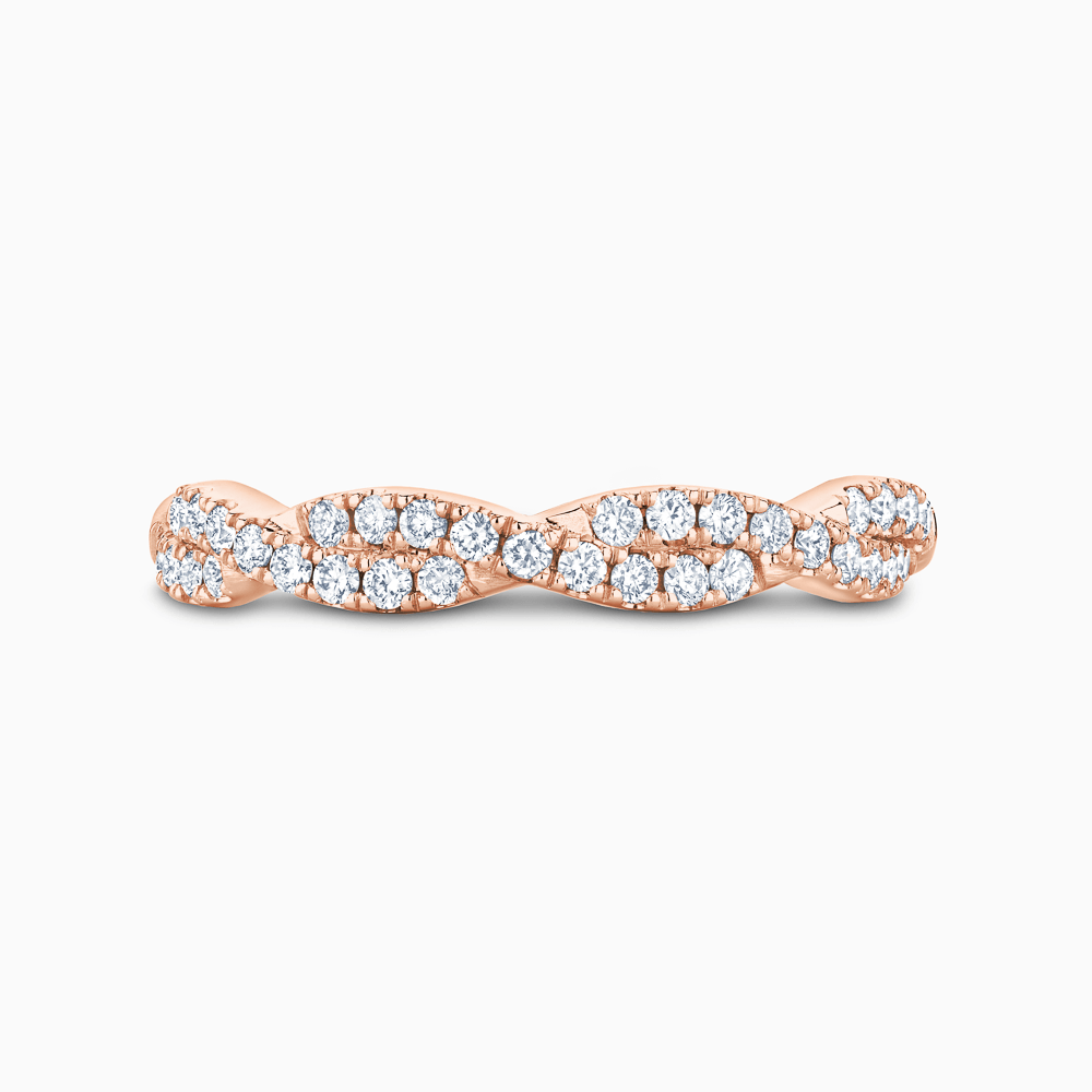 The Ecksand Twisted Wedding Ring with Diamond Pavé shown with Stones: 1.3mm (0.25+ ctw) | Band: 3.2-3.3mm in 14k Rose Gold