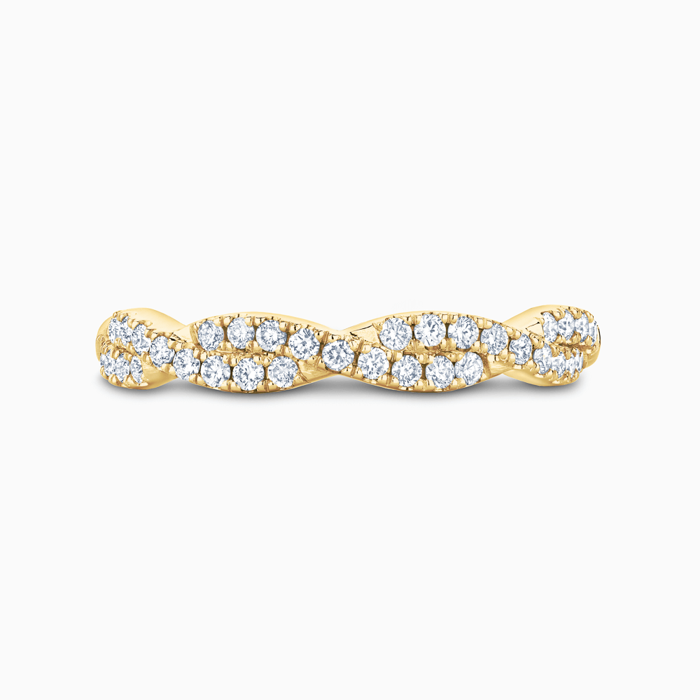 The Ecksand Twisted Wedding Ring with Diamond Pavé shown with Stones: 1.3mm (0.25+ ctw) | Band: 3.2-3.3mm in 18k Yellow Gold