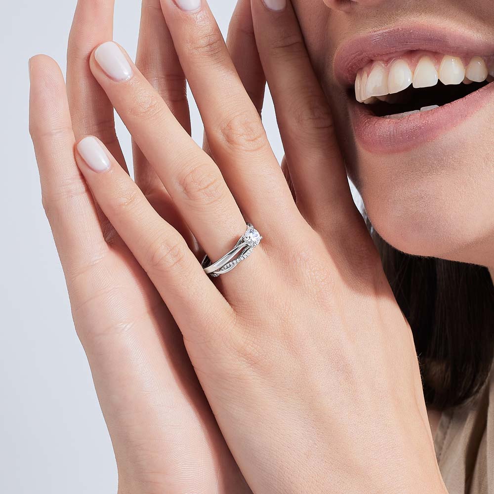 Twisted Wedding Ring with Accent Diamonds