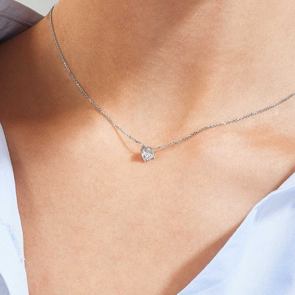 The Ecksand Secret Heart Solitaire Diamond Necklace shown with  in 