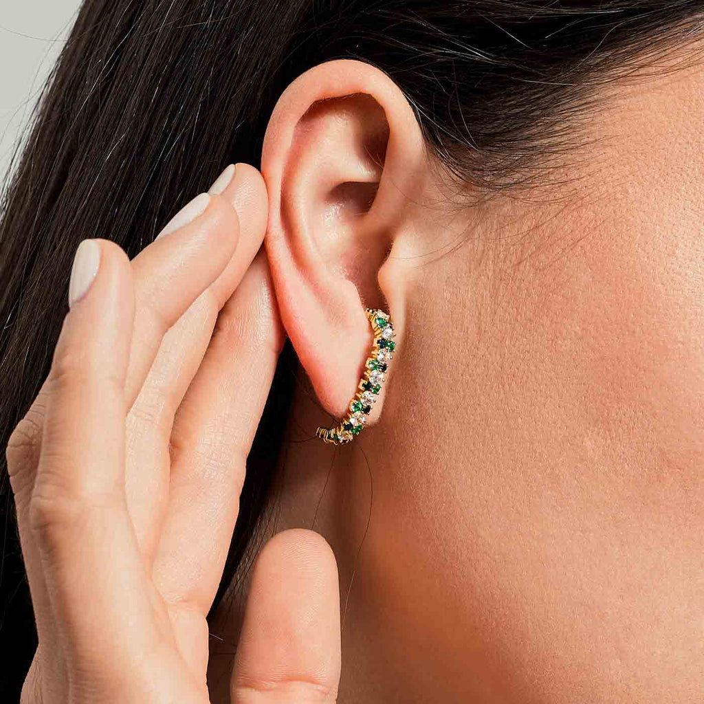 The Ecksand Cluster Gemstone Earlobe Cuff Earrings shown with  in 