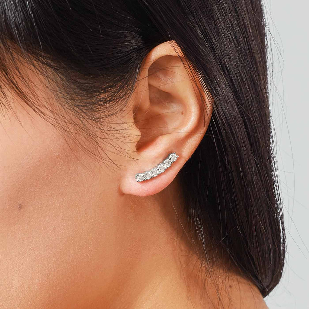 The Ecksand Diamond Crawler Earrings shown with  in 