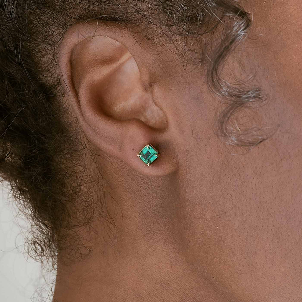 The Ecksand Asscher-Cut Emerald Stud Earrings shown with  in 
