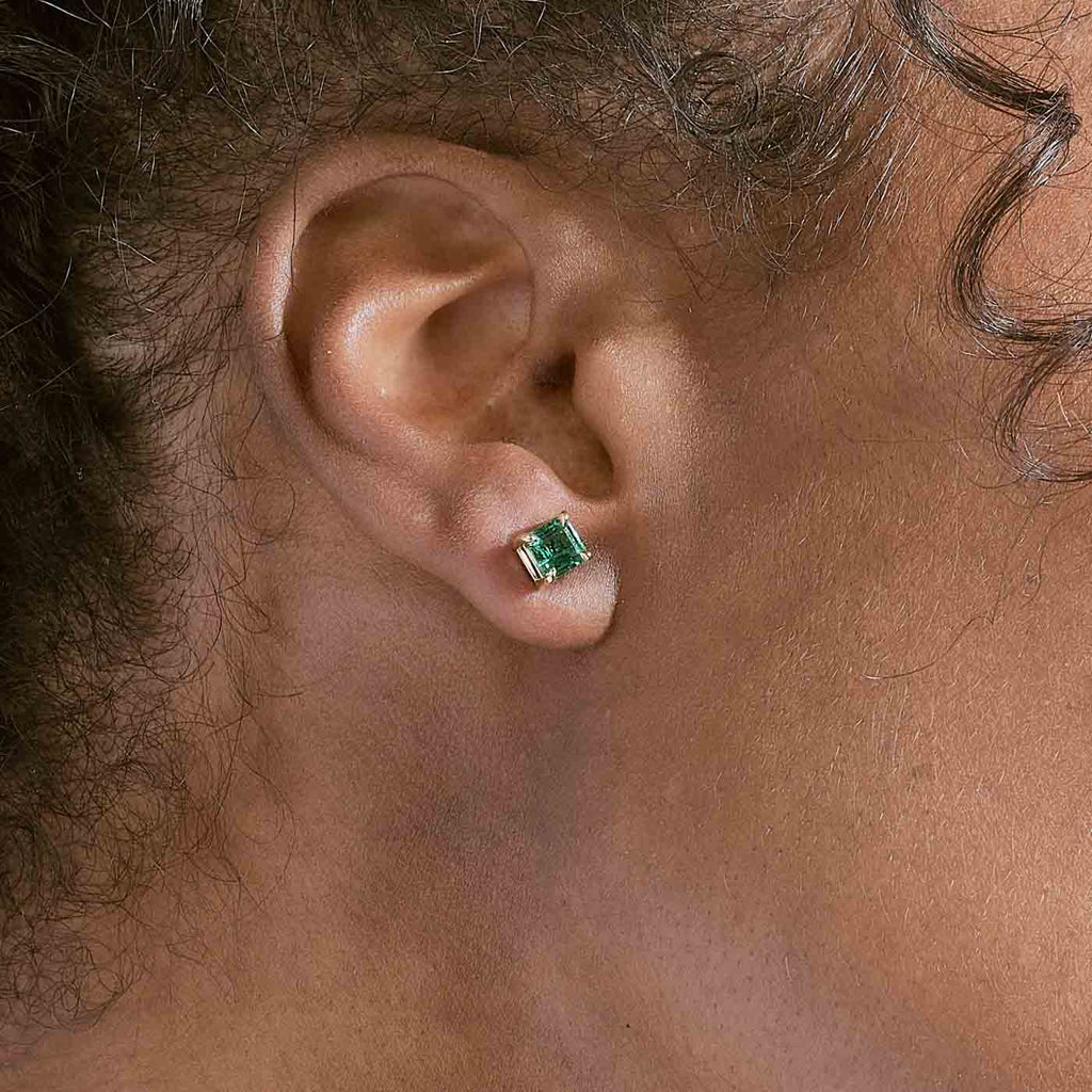 The Ecksand Asscher-Cut Emerald Stud Earrings shown with  in 