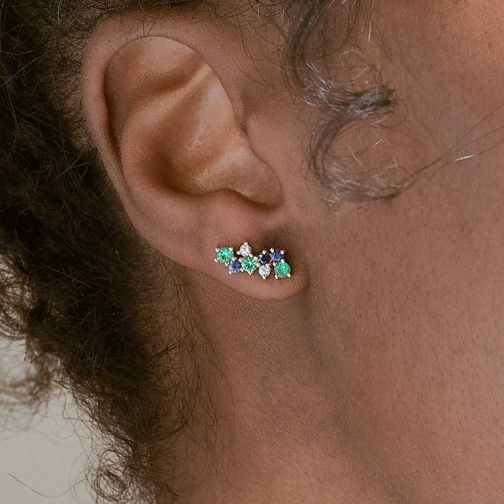 The Ecksand Cluster Gemstone Crawler Earrings shown with  in 