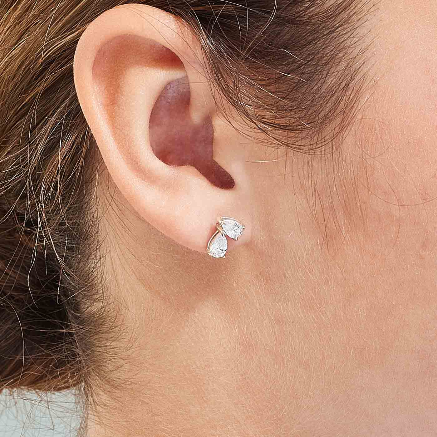 Two-Stone Pear-Cut Diamond Stud Earrings | Ecksand