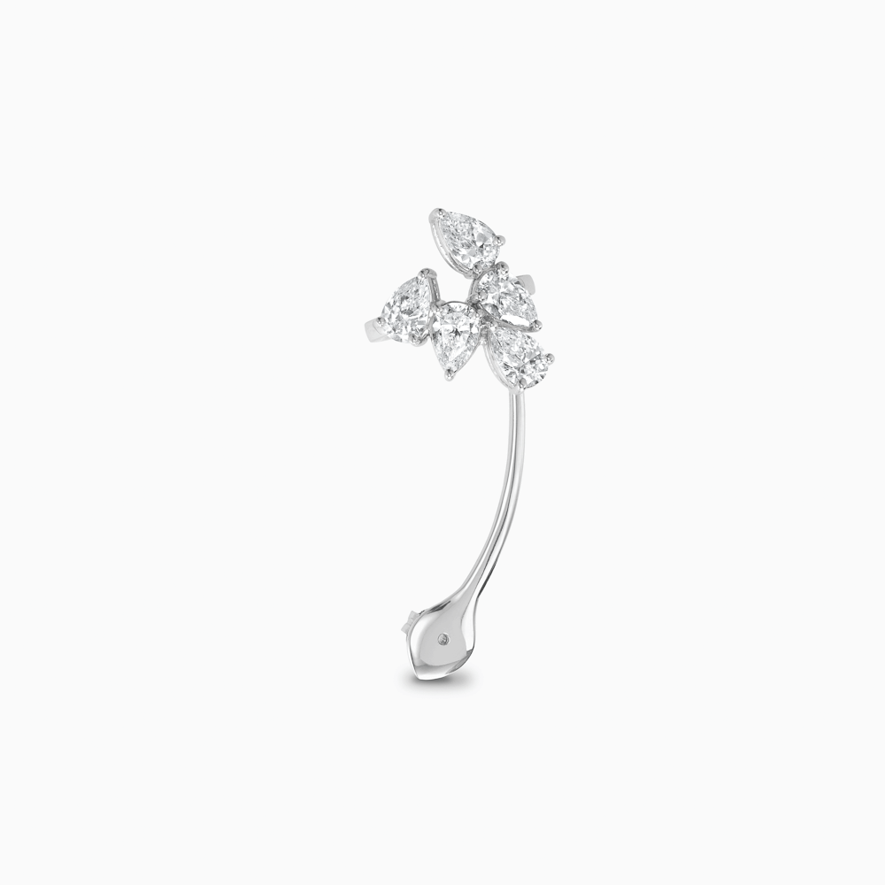 The Ecksand Single Conch Diamond Backing shown with Natural VS2+/ F+ in 18k White Gold