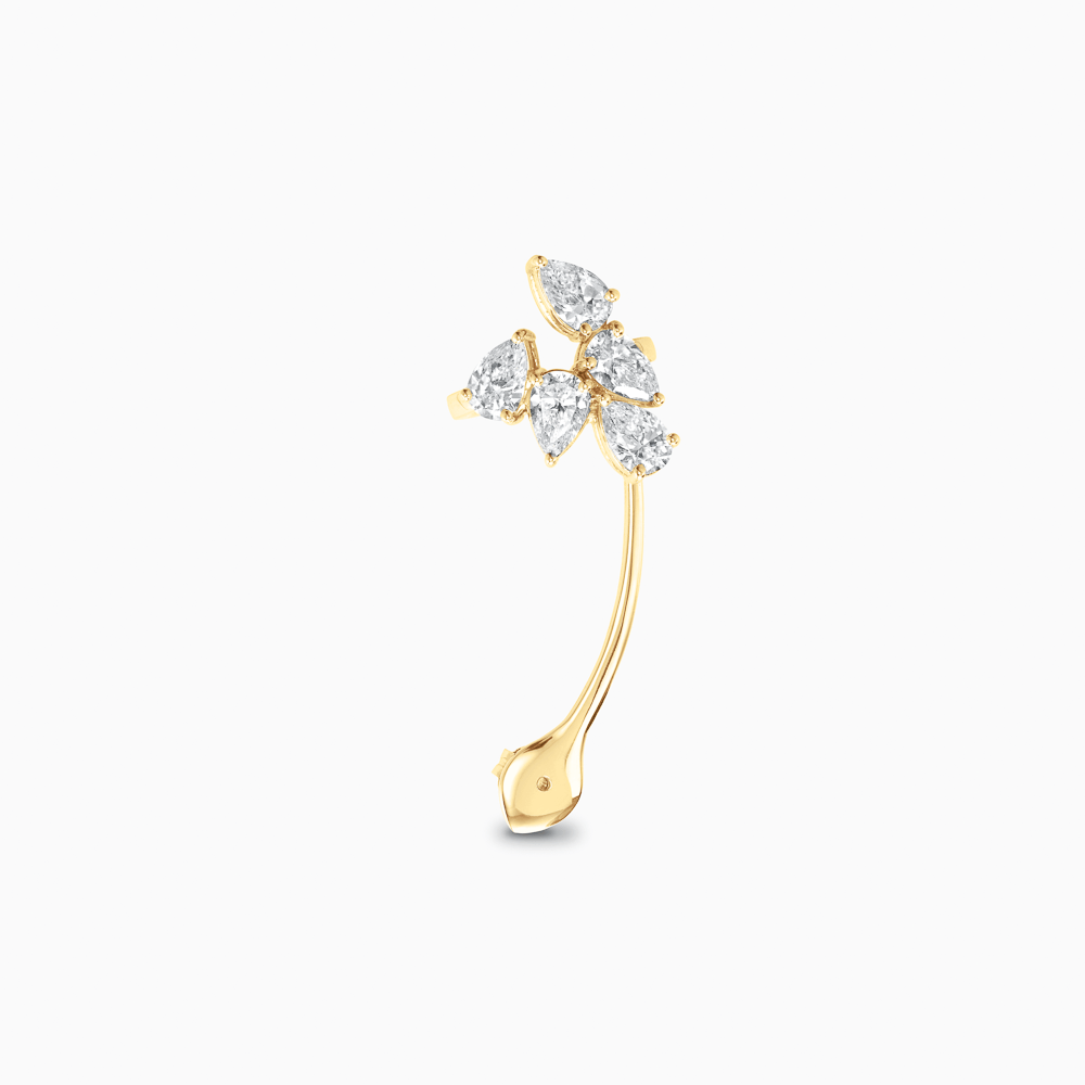 The Ecksand Single Conch Diamond Backing shown with Natural VS2+/ F+ in 14k Yellow Gold