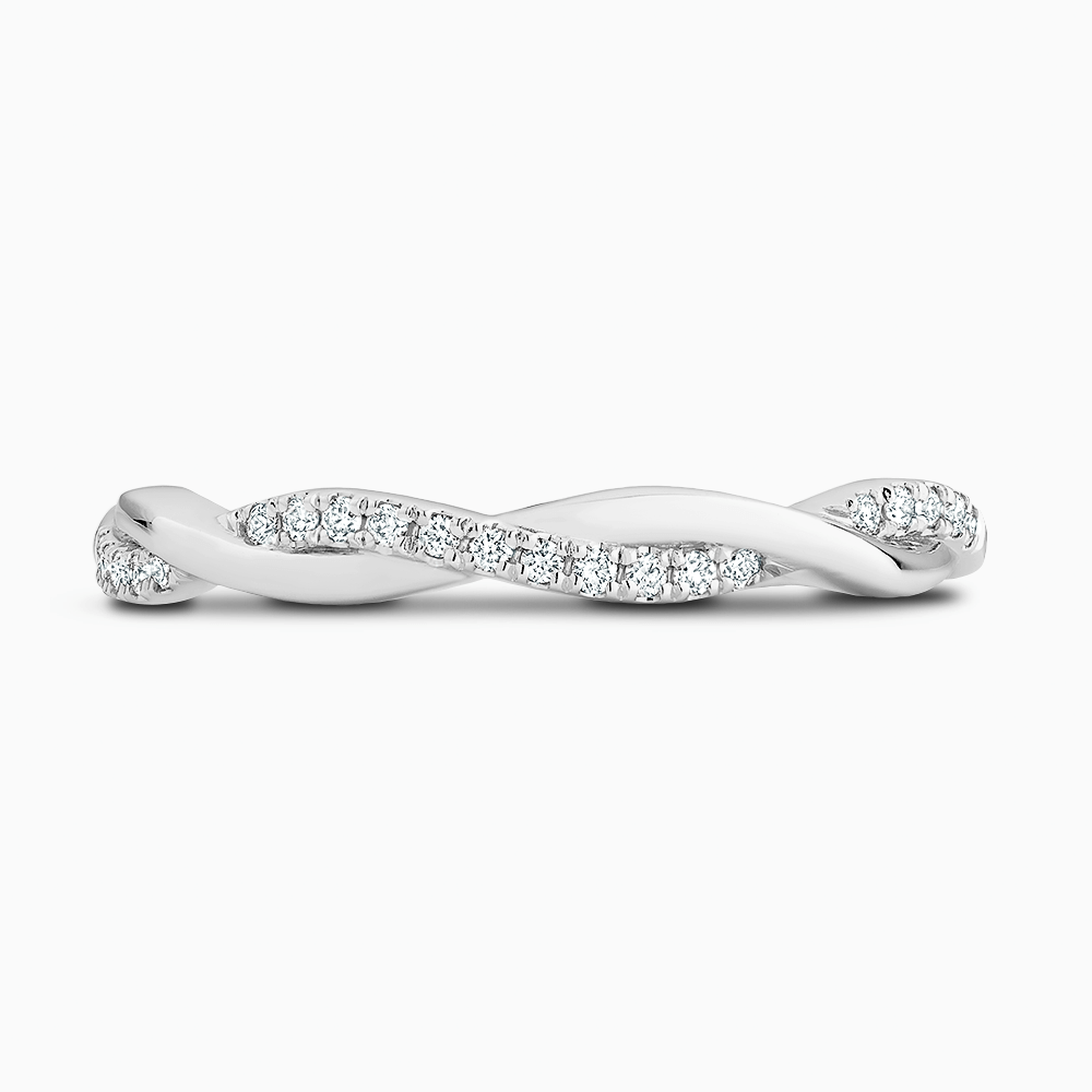 The Ecksand Twisted Wedding Ring with Accent Diamonds shown with Natural VS2+/ F+ in Platinum