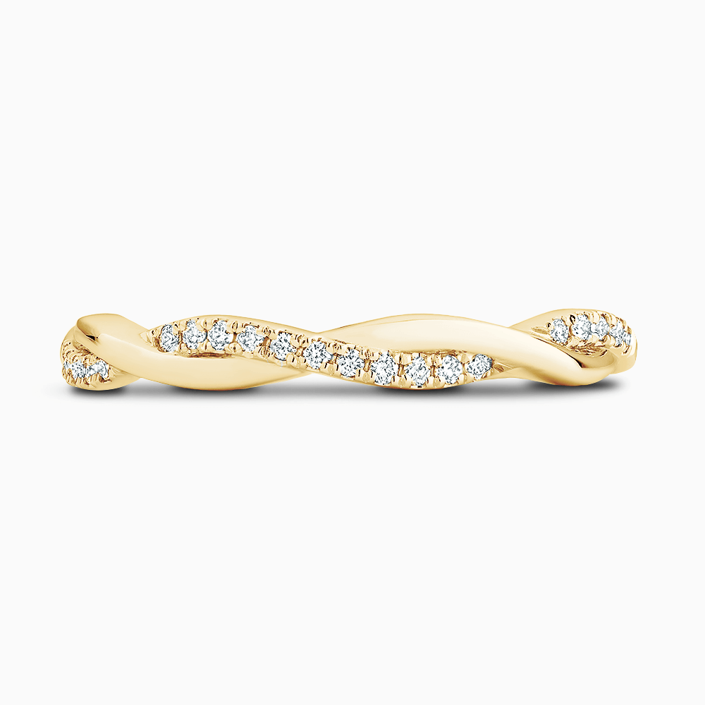 The Ecksand Twisted Wedding Ring with Accent Diamonds shown with Natural VS2+/ F+ in 18k Yellow Gold