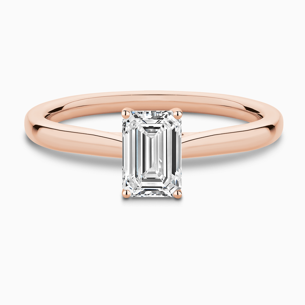 The Ecksand Solitaire Diamond Engagement Ring with Secret Heart shown with Emerald in 14k Rose Gold