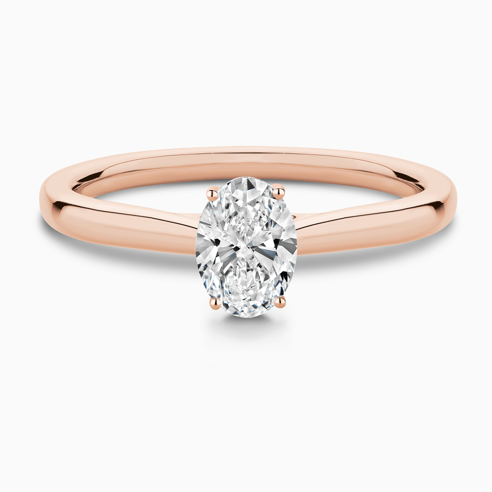 The Ecksand Solitaire Diamond Engagement Ring with Secret Heart shown with Oval in 14k Rose Gold
