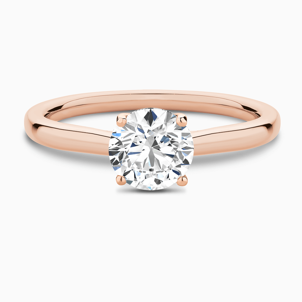The Ecksand Solitaire Diamond Engagement Ring with Secret Heart shown with Round in 14k Rose Gold