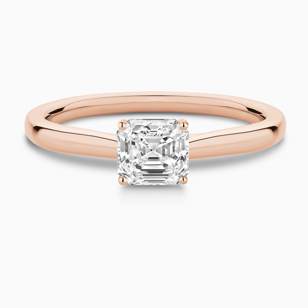 The Ecksand Solitaire Diamond Engagement Ring with Secret Heart shown with Asscher in 14k Rose Gold