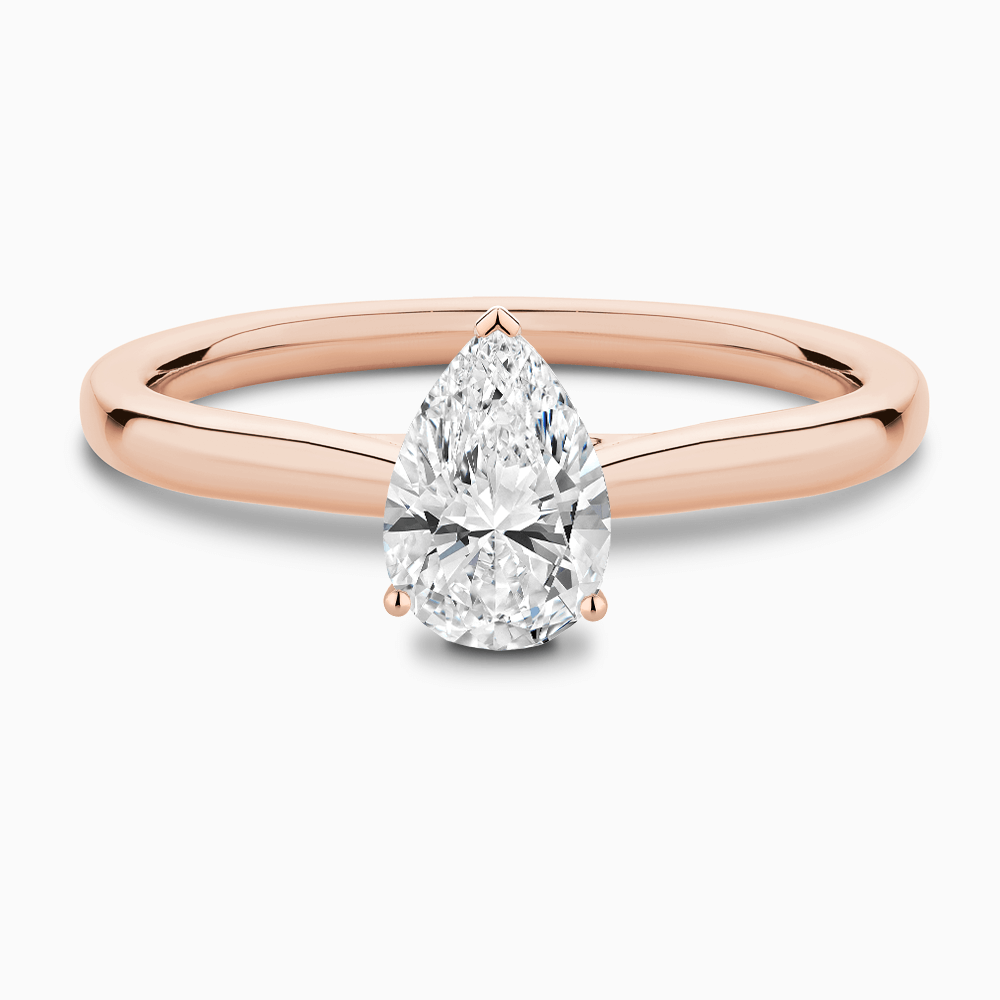 The Ecksand Solitaire Diamond Engagement Ring with Secret Heart shown with Pear in 14k Rose Gold