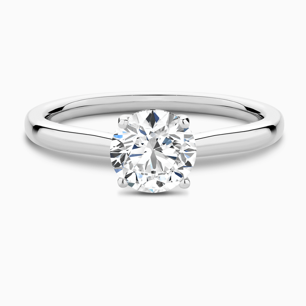 The Ecksand Solitaire Diamond Engagement Ring with Secret Heart shown with Round in Platinum
