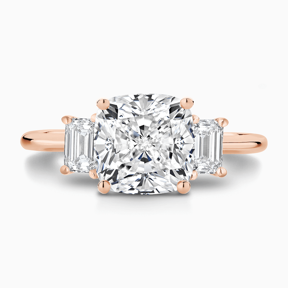 The Ecksand Three-Stone Diamond Engagement Ring with Basket Setting shown with  in 