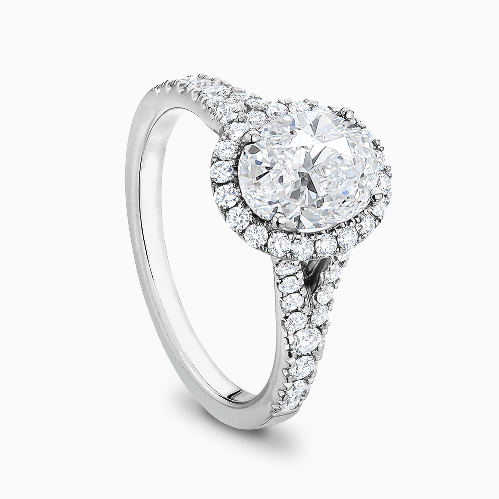 The Ecksand Split Shank Diamond Engagement Ring with Diamond Halo shown with  in 
