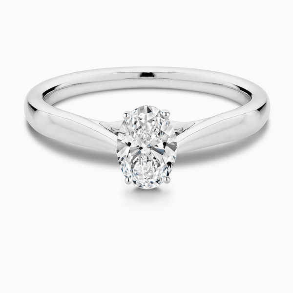 Tapered Band Solitaire Diamond Engagement Ring with Secret Heart