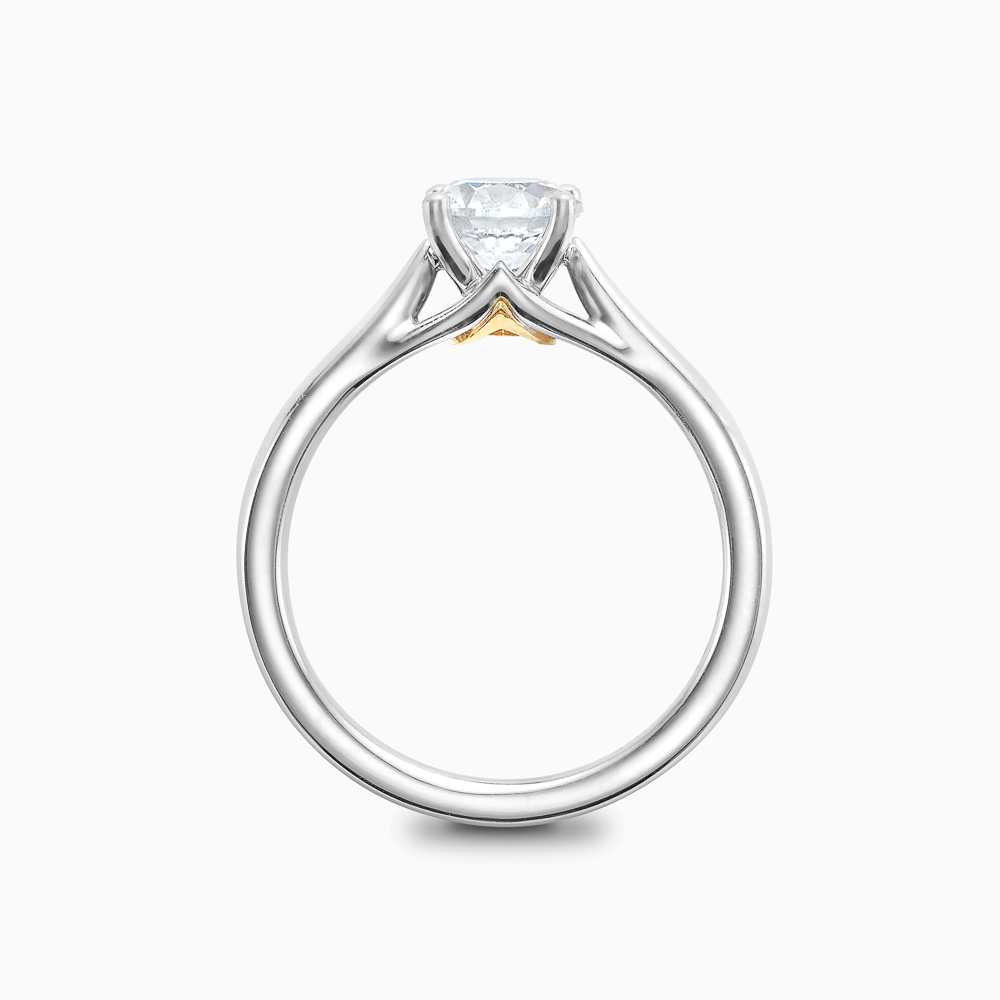The Ecksand Tapered Band Solitaire Diamond Engagement Ring with Secret Heart shown with  in 