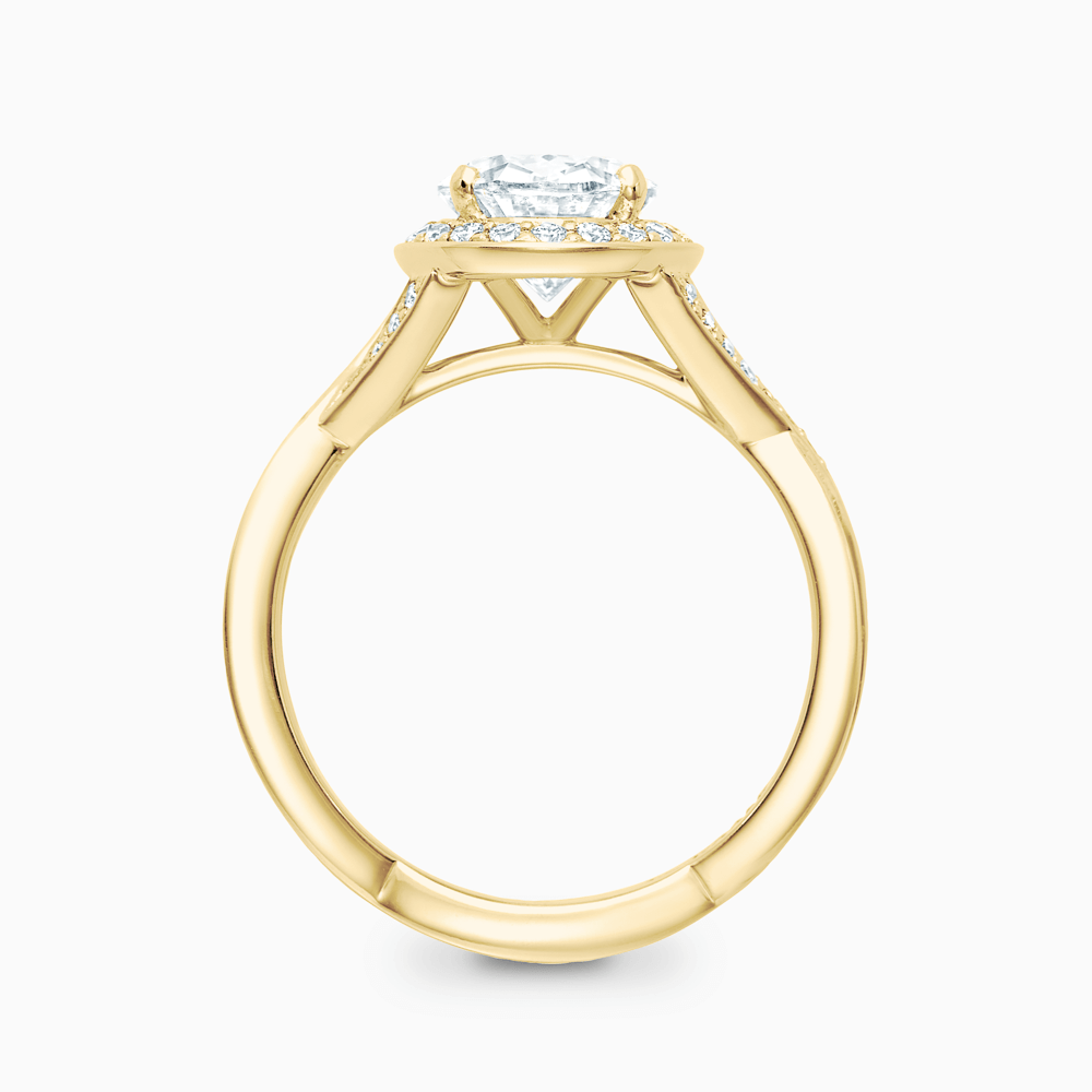 The Ecksand Twisted Split Shank Diamond Engagement Ring with Diamond Halo shown with  in 