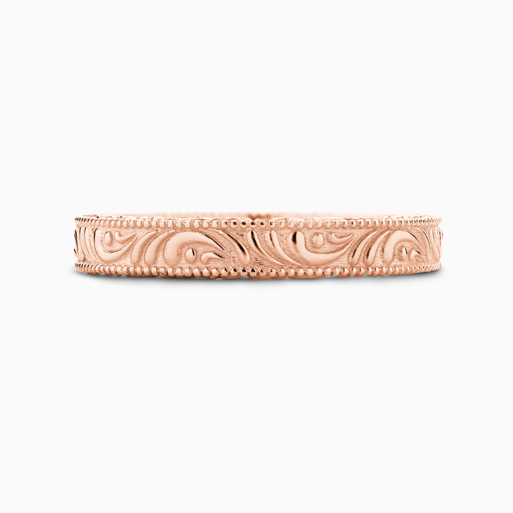 The Ecksand Vintage Wedding Ring With Milgrain Detailing shown with  in 14k Rose Gold